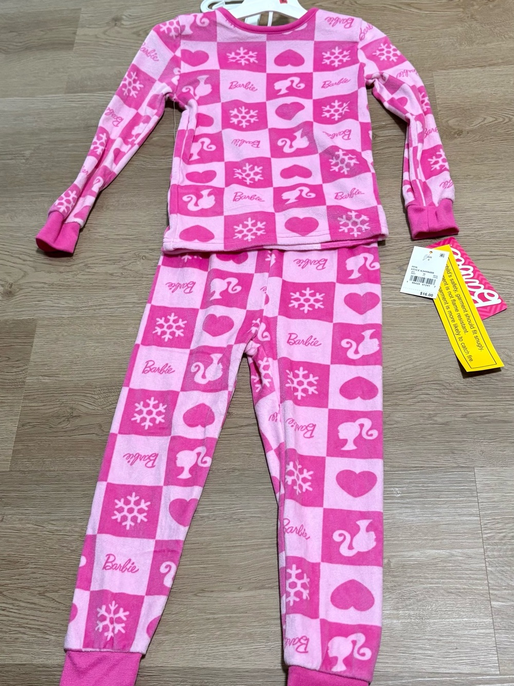 Barbie Pink & Light Pink Fleece Pajama Set - Long Sleeve Top & Pants